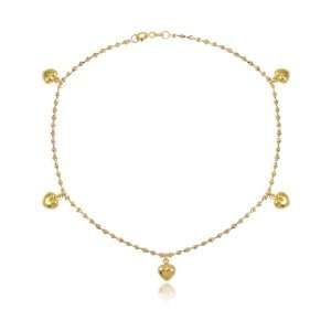   14k Yellow and White Gold Hearts Charm Anklet Bracelet: Jewelry