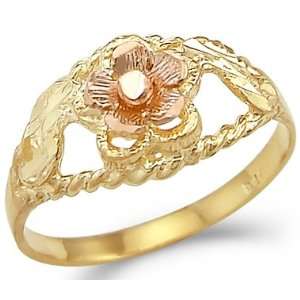     12.5   14k Yellow and Rose Gold Two Tone New Flower Ring Jewelry
