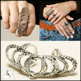 NEW Silver ARMOR Cage Full Finger HINGE Knuckle RING 6 8 Jewelry AVANT 