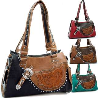 New Montana West Genuine Leather Western Satchel, 4 Color Choices 