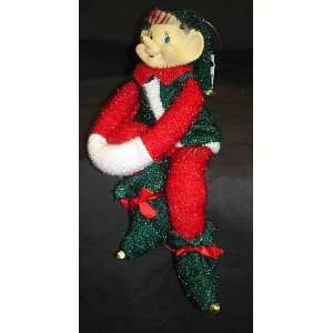 Posable Christmas Tinsel Fabric Pixie Ornament   12 