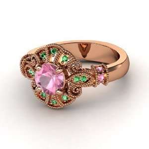 : Chantilly Ring, Round Pink Tourmaline 14K Rose Gold Ring with Pink 