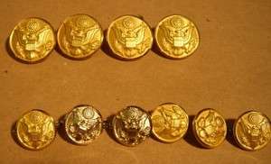 US ARMY CLASS A MENS DRESS COAT GOLD BUTTON SET LOT OF 10 WATERBURY 