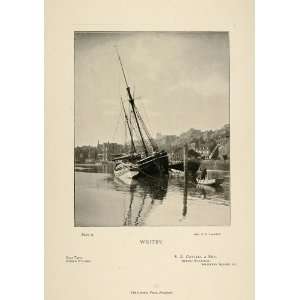  1898 Print Fishing Boat Harbor Whitby England Lambert 