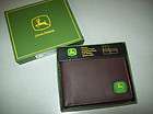 JOHN DEERE BROWN LEATHER WALLET, BIFOLD, WITH BOX AND LOGO