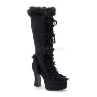   Mammoth 311 Womens Black Furry Knee High Boots Shoes 