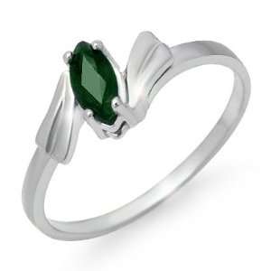  Genuine 0.20 ctw Emerald Ring 10K White Gold Jewelry