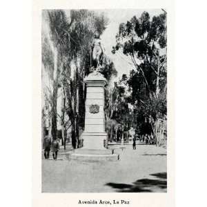  1915 Print Avenida Arce La Paz Avenue Bolivia Statue Monument 