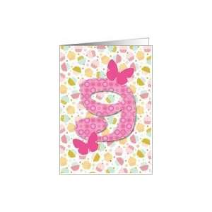 Year Old Girls Birthday Card with Cupcakes and Butterflies Card 