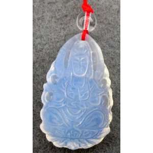 Cat Eye Glass Buddhist Kwan Yin Pu Sa Amulet Pendant