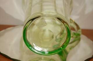 VINTAGE VASELINE URANIUM GLASS PITCHER JUG c1910  