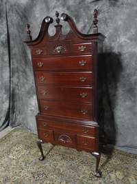   SOLID MAHOGANY CHIPPENDALE HIGHBOY CHEST DRESSER WOW DESK  