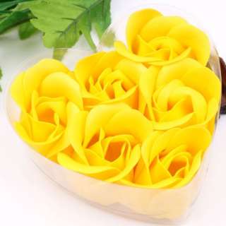 A++6pcs Yellow Wedding Favor Rose Bud Petals Soaps NEW  