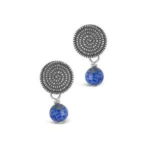   Silver Swirl Earrings with Lapis Stones: Relios Jewelry: Jewelry