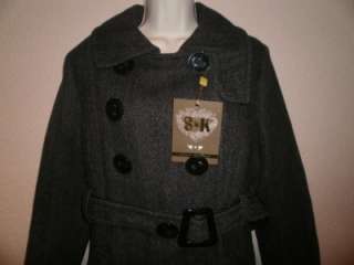 Soia Kyo Belted Trench Coat Wool Sz XL Gray NEW $400 Double Breasted 
