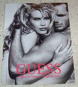 1992 Guess cologne perfume SEXY girl guy PRINT 1 pg AD  