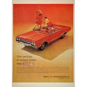  1965 Ad Red Oldsmobile Olds 442 Convertible Automobile 