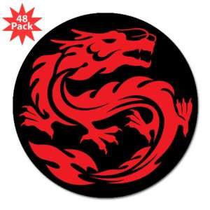    3 Lapel Sticker (48 Pack) Tribal Red Dragon 
