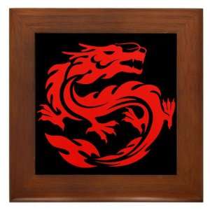  Framed Tile Tribal Red Dragon 