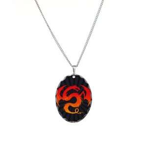    Necklace Oval Charm Tribal Fire Dragon Artsmith Inc Jewelry