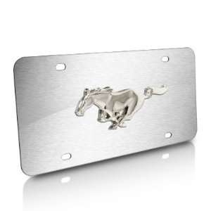  Ford Mustang 3D Pony Brushed Steel Auto License Plate, Official 