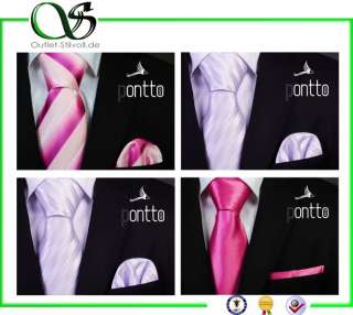 PONTTO ® Designer Krawatte Einstecktuch Seide Schlips NEW SILK TIE 