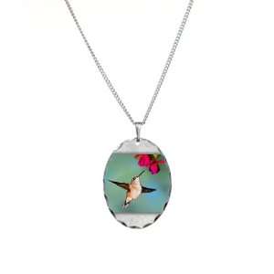  Necklace Oval Charm Black Chinned Hummingbird Artsmith 