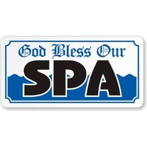  God Bless Our Spa Plastic Sign, 10 x 5