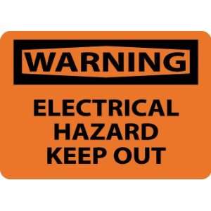 Warning, Electrical Hazard Keep Out, 10X14, Adhesive Vinyl:  