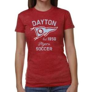 Dayton Flyers Ladies Pennant Sport Juniors Tri Blend T Shirt   Red 