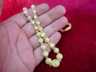 Vintage Antique 1930s OPALESCENT STONE And CRYSTAL BEAD NECKLACE 