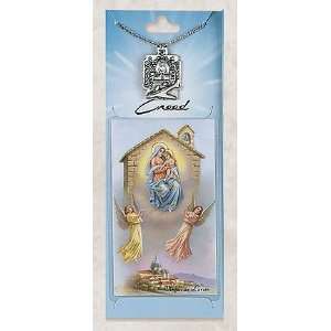  Virgin Mary Medal Necklace Pendant with Catholic Prayer Card: Jewelry