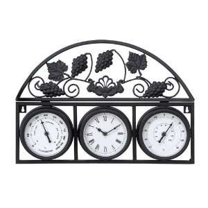  METAL OUTDOOR CLOCK W THERMOMETER 21 WIDE 14 HEIGHT 