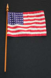 RARE ANTIQUE U.S. SILK 48 STAR FLAG 12 X 8 WOOD POLE  