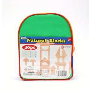   Learning Natural Building Blocks   40 pc Set in Mini Back Pack Toys
