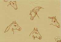 HORSES ON KRAFT TISSUE WRAPPING PAPER 10 Large Sheets  