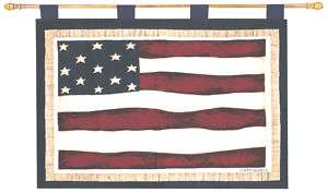   United States Americana Flag Long May It Wave Wall Hanging & Rod Set