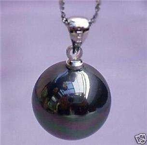 Lonely 16mm Black South Sea Shell Pearl Pendant Neckalce 17  