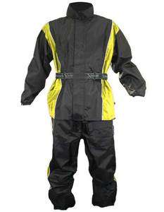 Xelement Mens 2 Piece Black and Yellow Motorcycle Rainsuit S 5X  