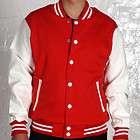 NWT Varsity Letterman College Baseball COTTON & LEATHER JACKET RED 