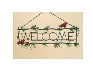 Awesome~ WROUGHT IRON ~ CARDINALS & PINE ~ WELCOME SIGN  