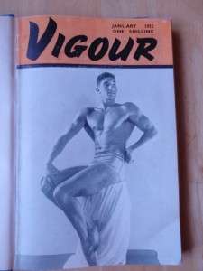 Lot (12) bound VIGOUR muscle mags/Reeves/Grimek 1952  