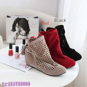   Openwork Ankle Boots Flat Heel Strappy Shoes 3 Color US All Sz Y732