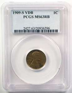 1909 S VDB Lincoln Cent PCGS MS 63 Red Brown RARE RARE COIN   