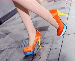 Womens vogue Platform Pump Genuine leather high heel shoes  
