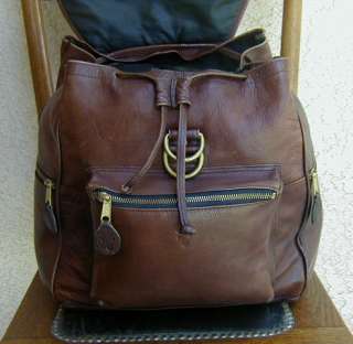 Large Vintage Rustic Rugged Leather FRYE Boho Backpack Bag  