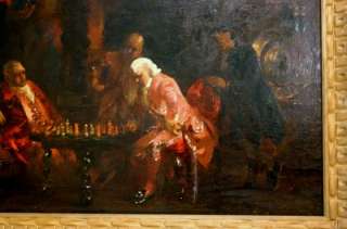 1875 PAINTING OF CHESS PLAYERS BY FEDRERICO ANDREOTTI  