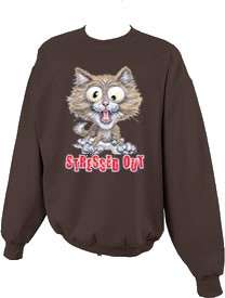 Funny Stressed Out Cat Crewneck Sweatshirt S  5x  