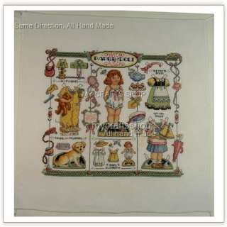 Paper Doll Sampler   PREORDER COMPLETED CROSS STITCH  