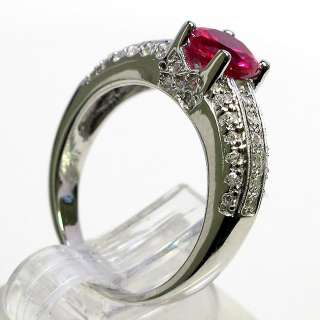 AWESOME 1 CT RUBY 925 STERLING SILVER MICRO PAVE RING SIZE 9  
